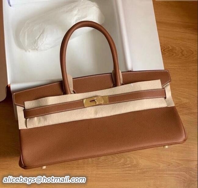 Well Crafted Hermes Shoulder Birkin 42 JPG Bag in Togo Leather H042 Brown/Gold 2024 (Half Handmade)