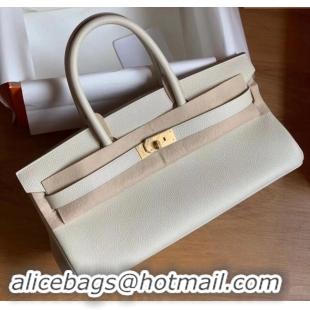 Grade Quality Hermes Shoulder Birkin 42 JPG Bag in Togo Leather H042 Milk Shake White/Gold 2024 (Half Handmade)