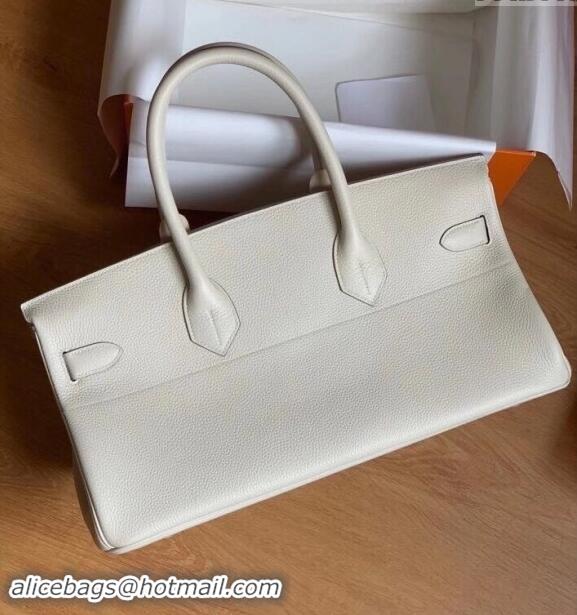 Grade Quality Hermes Shoulder Birkin 42 JPG Bag in Togo Leather H042 Milk Shake White/Gold 2024 (Half Handmade)