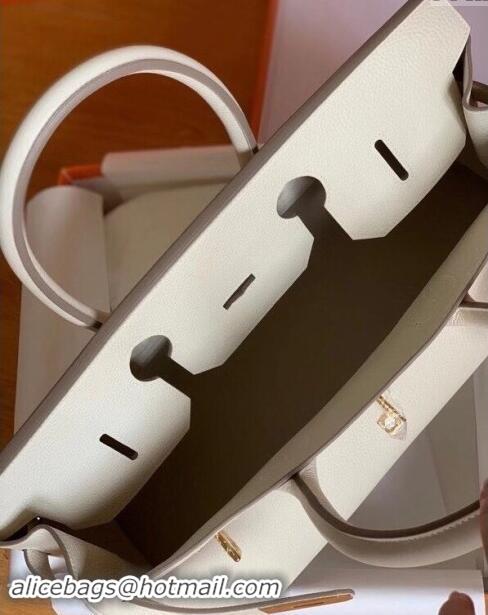 Grade Quality Hermes Shoulder Birkin 42 JPG Bag in Togo Leather H042 Milk Shake White/Gold 2024 (Half Handmade)