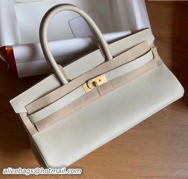 Grade Quality Hermes Shoulder Birkin 42 JPG Bag in Togo Leather H042 Milk Shake White/Gold 2024 (Half Handmade)