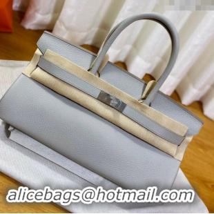 Top Design Hermes Shoulder Birkin 42 JPG Bag in Togo Leather H042 Pearl Grey/Silver 2024 (Half Handmade)