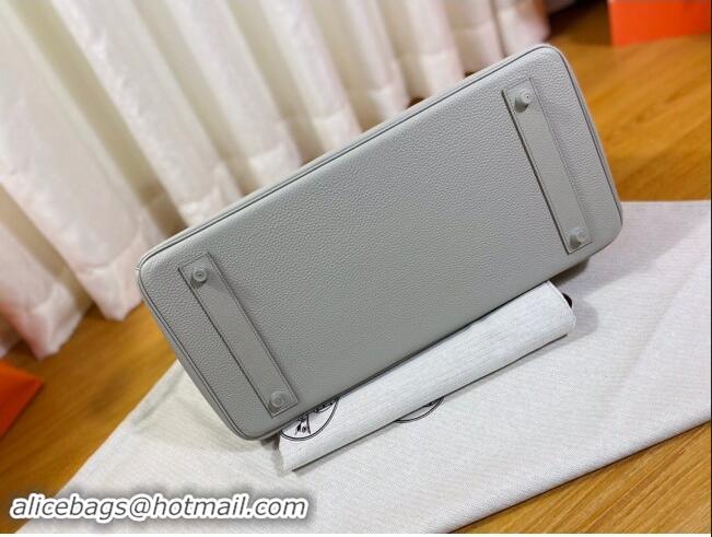 Top Design Hermes Shoulder Birkin 42 JPG Bag in Togo Leather H042 Pearl Grey/Silver 2024 (Half Handmade)