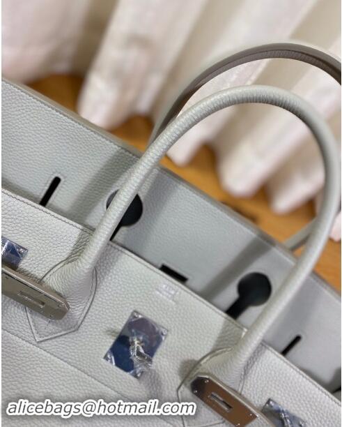 Top Design Hermes Shoulder Birkin 42 JPG Bag in Togo Leather H042 Pearl Grey/Silver 2024 (Half Handmade)