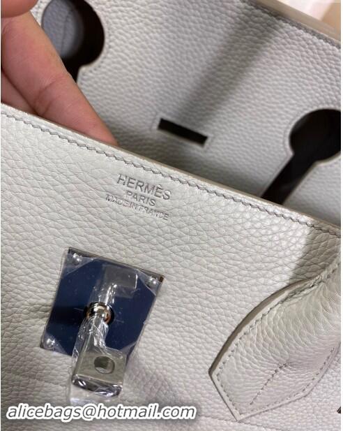 Top Design Hermes Shoulder Birkin 42 JPG Bag in Togo Leather H042 Pearl Grey/Silver 2024 (Half Handmade)