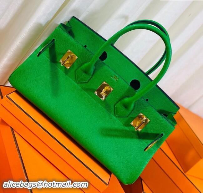 Well Crafted Hermes Shoulder Birkin 42 JPG Bag in Togo Leather H042 Green/Gold 2024 (Half Handmade)