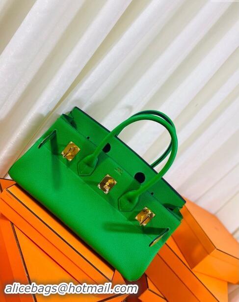 Well Crafted Hermes Shoulder Birkin 42 JPG Bag in Togo Leather H042 Green/Gold 2024 (Half Handmade)