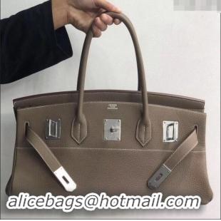 Most Popular Hermes Shoulder Birkin 42 JPG Bag in Togo Leather H042 Etoupe/Silver 2024 (Half Handmade)