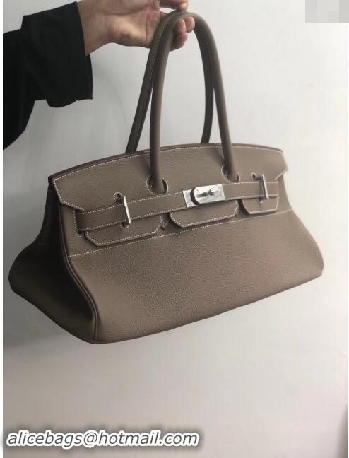 Most Popular Hermes Shoulder Birkin 42 JPG Bag in Togo Leather H042 Etoupe/Silver 2024 (Half Handmade)