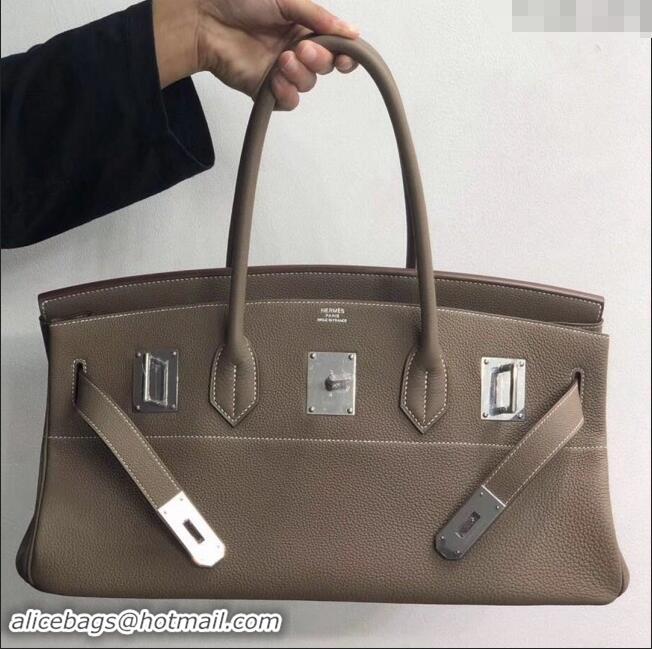 Most Popular Hermes Shoulder Birkin 42 JPG Bag in Togo Leather H042 Etoupe/Silver 2024 (Half Handmade)