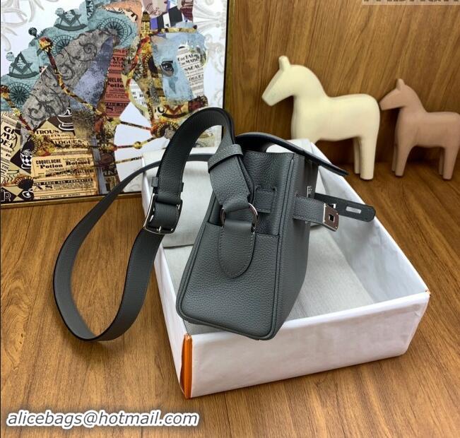 New Cheap Hermes Kelly Messenger Bag in Original Evercolor Leather H0019 Could Grey/Silver 2024 (Full Handmade)