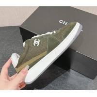 Best Price Chanel Felt Fabric & Suede Sneakers Green 910089