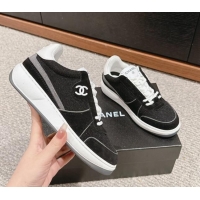 Charming Chanel Felt Fabric & Suede Sneakers Black 910090