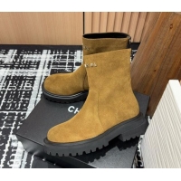 Sumptuous Chanel Suede Platform Ankle Boots with Front CHANEL Yellow 910098