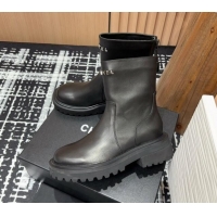 Most Popular Chanel Calfskin Platform Ankle Boots with Front CHANEL Black 910100