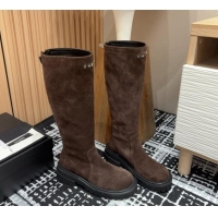 Purchase Chanel Suede Platform High Boots with Front CHANEL Brown 910102