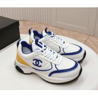 Buy Luxury Chanel Quilted Calfskin Sneakers White/Blue 910106