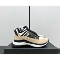 Good Product Chanel Silky Calfskin & Fabric Laced Sneakers Beige 910115