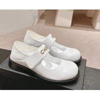 Stylish Chanel Calfskin Mary Janes Shoes White 910124