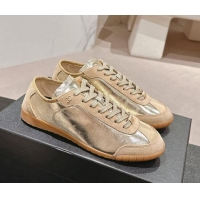 Hot Style Chanel Calfskin & Suede Sneakers Gold 910127