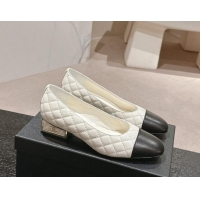 Sumptuous Chanel Quilted Lambskin Leather Low-Heel Pumps White 0910140