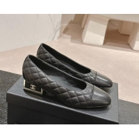 Luxury Discount Chanel Quilted Lambskin Leather Low-Heel Pumps Black 0910142