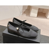 Best Product Chanel Silk Satin & Grosgrain Mary Janes Flat with Strass Black 910145