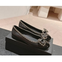 Good Quality Chanel Calfskin Ballerina Flat with Chain and Bow Black 091114