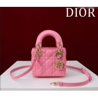 Luxury Discount Dior Micro Lady Dior Bag in Lambskin M0856 Pink 2024