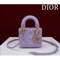 Luxury Discount Dior Micro Lady Dior Bag in Lambskin M0856 Purple 2024