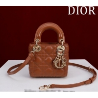 Trendy Design Dior Micro Lady Dior Bag in Lambskin M0856 Brown 2024