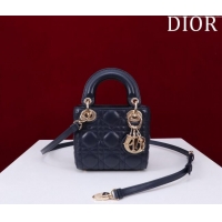 Well Crafted Dior Micro Lady Dior Bag in Lambskin M0856 Dark Blue 2024