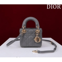 Top Grade Dior Micro Lady Dior Bag in Lambskin M0856 Dark Grey 2024