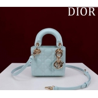 Affordable Price Dior Micro Lady Dior Bag in Patent Leather M0856 Light Blue 2024