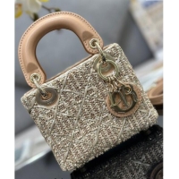 Best Price Dior Micro Lady Dior Bag in Bead Embroidery D0923 Beige 2024