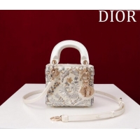 Best Quality Dior Micro Lady Dior Bag in Toile de Jouy Soleil Embroidery M0856801 White 2024