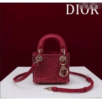 Grade Design Dior Micro Lady Dior Bag in Bead Embroidery M085689 Red 2024