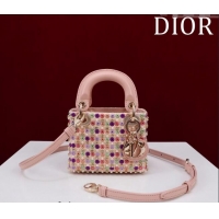 Well Crafted Dior Micro Lady Dior Bag in Bead Embroidery M085689 Pink 2024