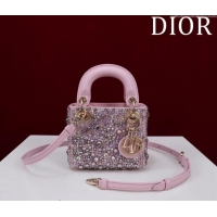 Top Grade Dior Micro Lady Dior Bag in Bead Embroidery M085690 Purple 2024