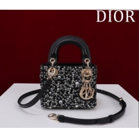 Top Grade Dior Micro Lady Dior Bag in Bead Embroidery M085690 Black 2024