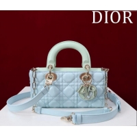 Top Grade Dior Small Lady D-Joy Bag in Two-Tone Cannage Lambskin M0541 Blue/Green 2024