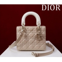 Promotional Dior Small Lady Bag in Two-Tone Cannage Lambskin M0538 Beige/White 2024