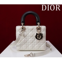 Famous Brand Dior Small Lady Bag in Two-Tone Cannage Lambskin M0538 White/Black 2024