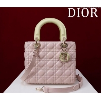 Top Design Dior Medium Lady Bag in Two-Tone Cannage Lambskin M0565 Pink/Green 2024