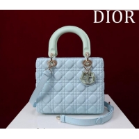 Market Sells Dior Medium Lady Bag in Two-Tone Cannage Lambskin M0565 Blue/Green 2024