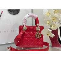 Luxury Cheap Dior Small Lady My ABCDior Bag in Cannage Lambskin M0538 Red 2024