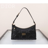 New Fashion Dior 30 Montaigne Mini Hobo Shoulder Bag in Cannage Lambskin DR2381 Black 2024