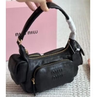 Best Grade Miu Miu Nappa Leather Pocket Bag M7845 Black