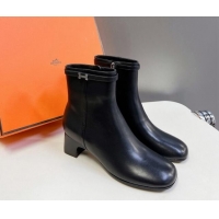 Hot Style Hermes Imperial Heel Ankle Boots 5cm in Black Calfskin with Mini Paris Buckle 907042