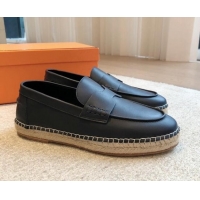 Best Grade Hermes Trip Espadrilles Flat in Calfskin Dark Blue 907051